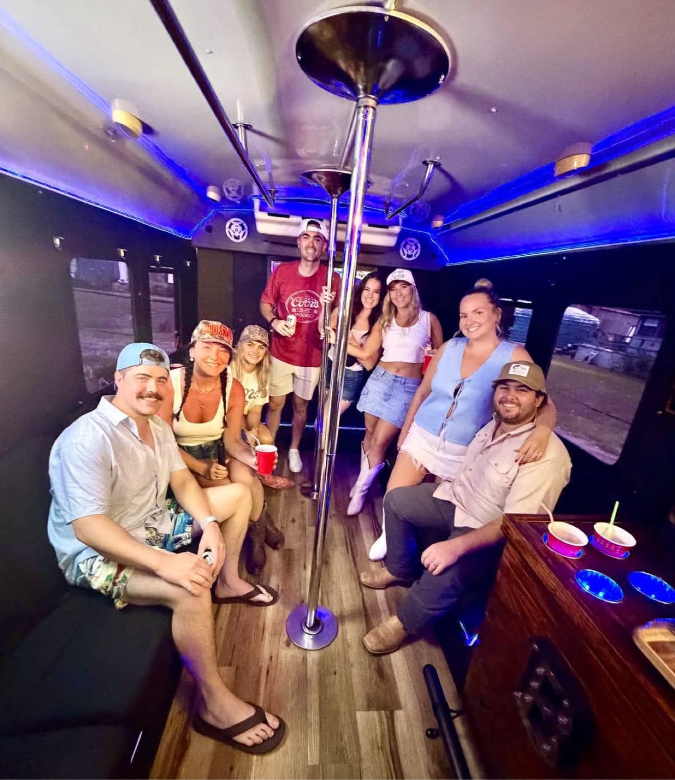 Party Bus 1 interior with wraparound seating